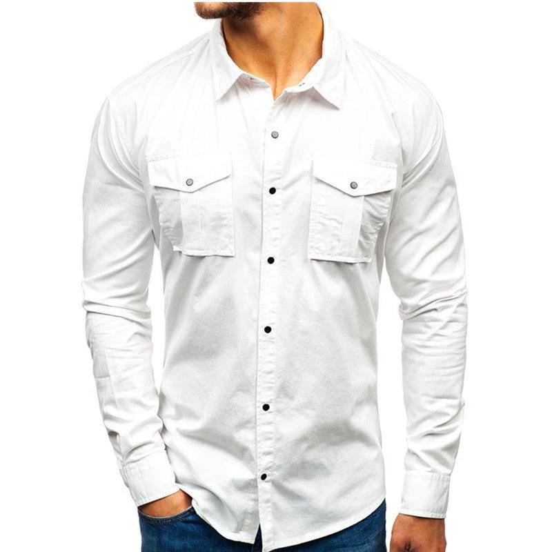Chemise en coton à manches longues pour hommes pour l'automne et l'hiver