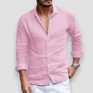 Chemise à manches longues décontractée pour homme - Couleur unie et grande taille