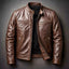 Men's PU Leather Motorcycle Jacket with Stand-Up Collar