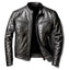 Men's PU Leather Motorcycle Jacket with Stand-Up Collar