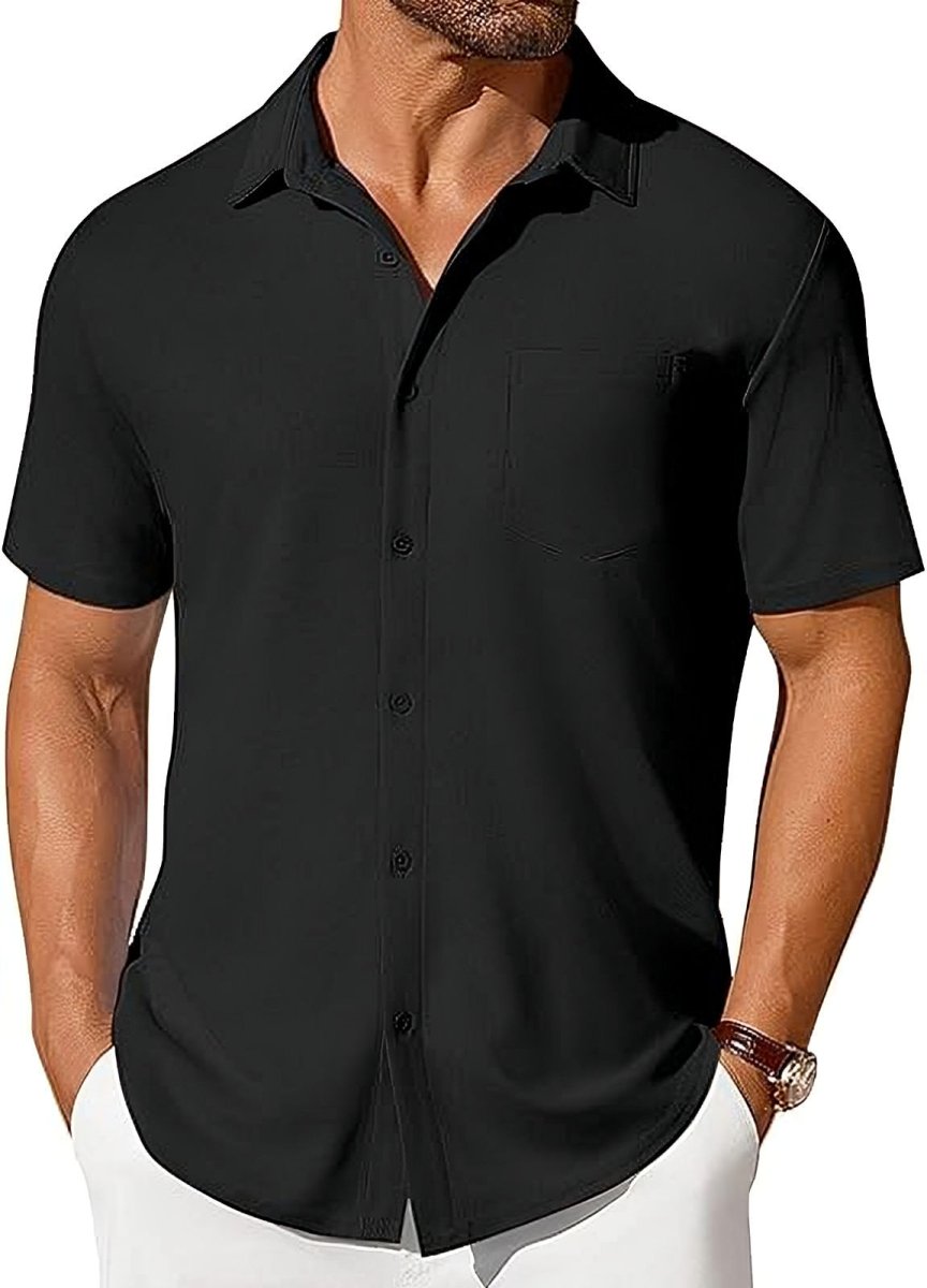 Men's Short-Sleeve Button-Up Wrinkle-Resistant Shirt