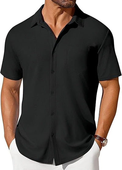 Camisa de Hombre de Manga Corta con Botones Resistente a las Arrugas