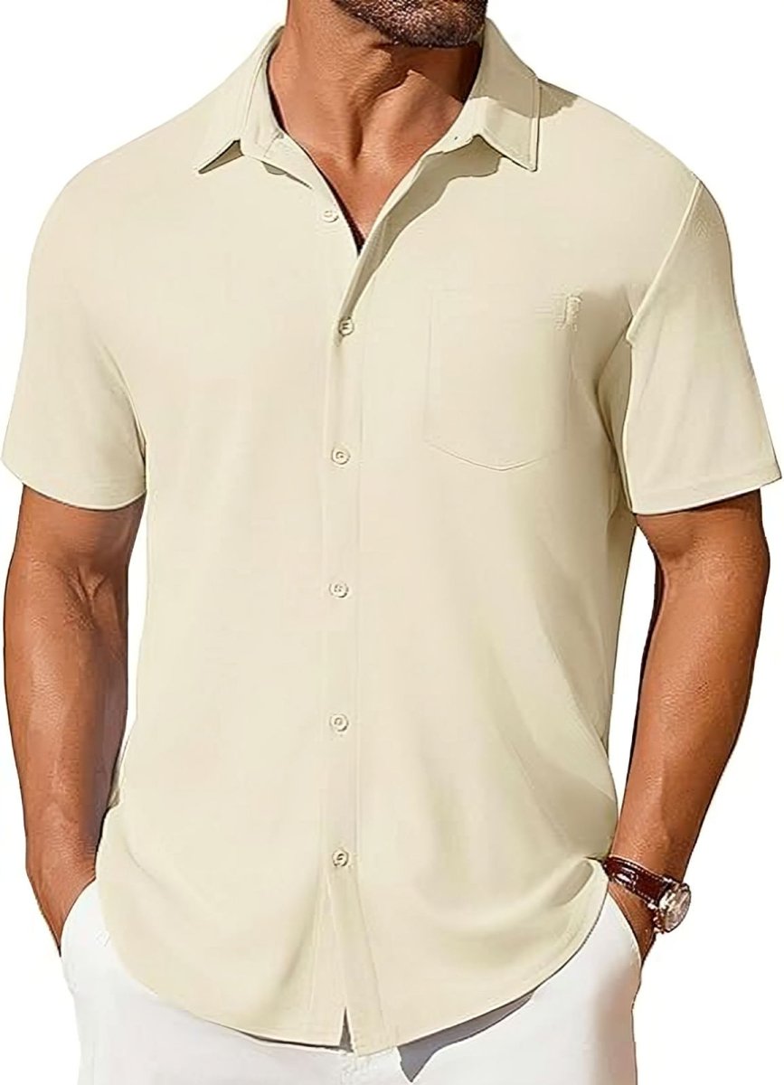 Men's Short-Sleeve Button-Up Wrinkle-Resistant Shirt
