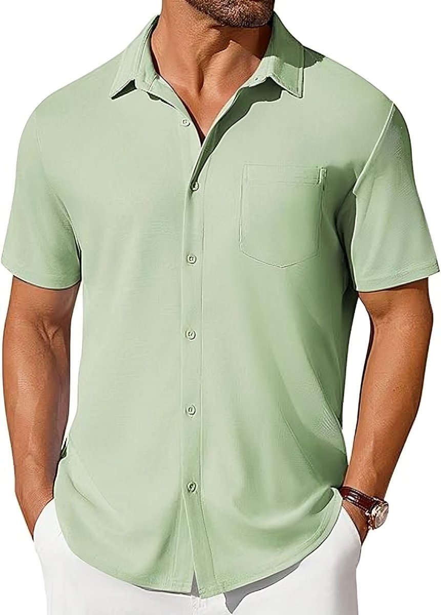 Men's Short-Sleeve Button-Up Wrinkle-Resistant Shirt