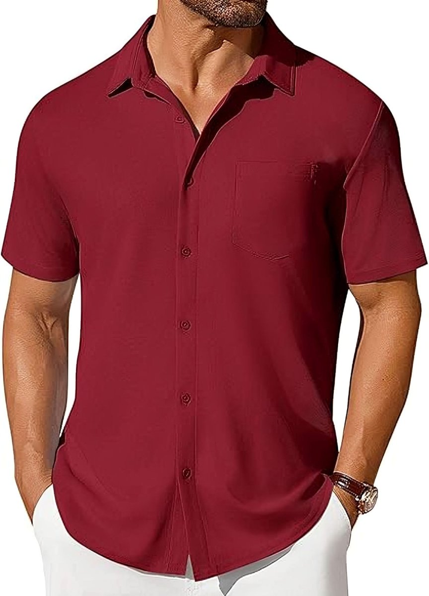 Men's Short-Sleeve Button-Up Wrinkle-Resistant Shirt