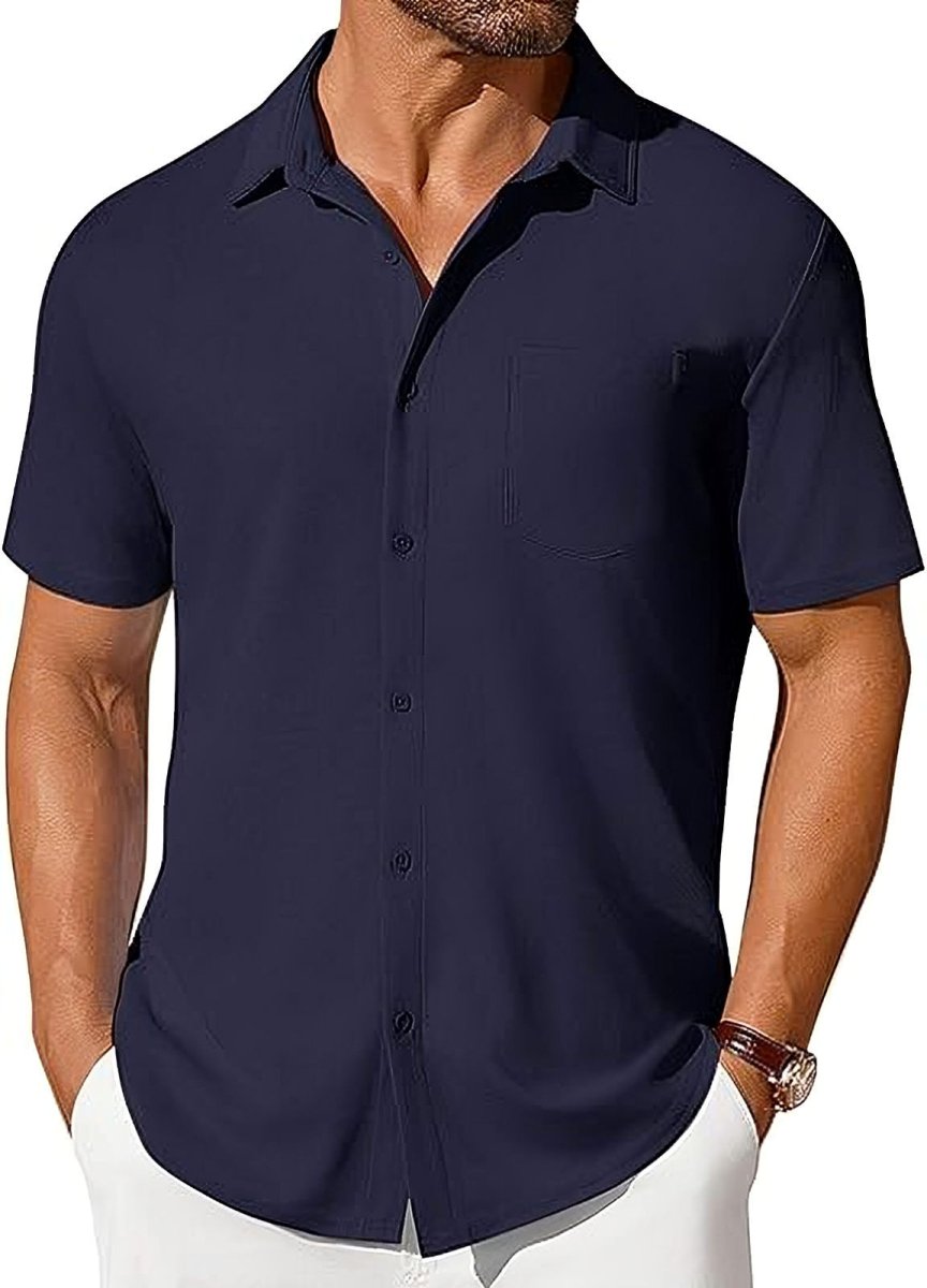 Men's Short-Sleeve Button-Up Wrinkle-Resistant Shirt
