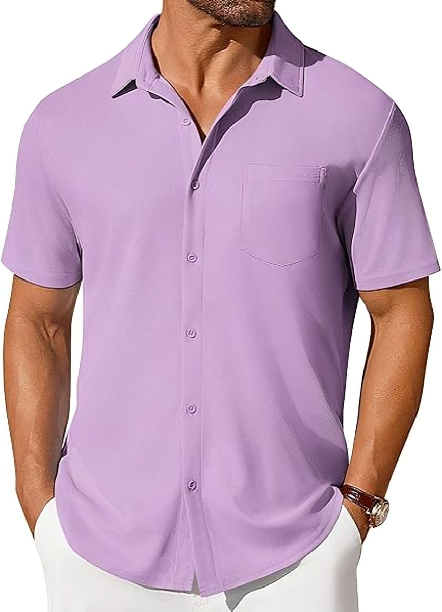 Men's Short-Sleeve Button-Up Wrinkle-Resistant Shirt