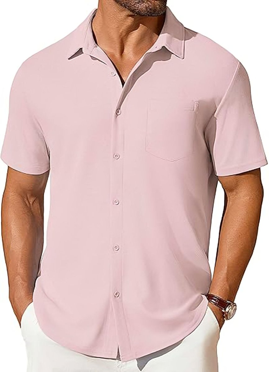Men's Short-Sleeve Button-Up Wrinkle-Resistant Shirt