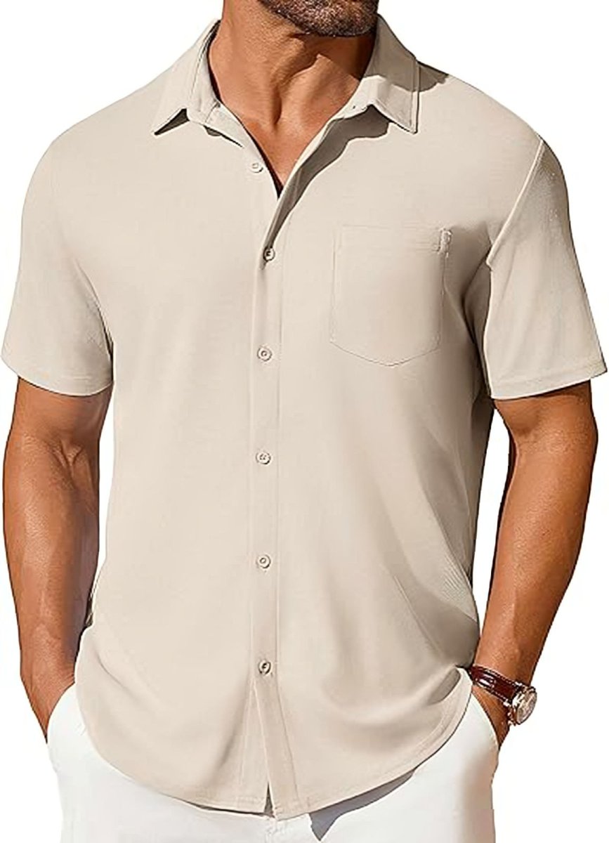 Men's Short-Sleeve Button-Up Wrinkle-Resistant Shirt
