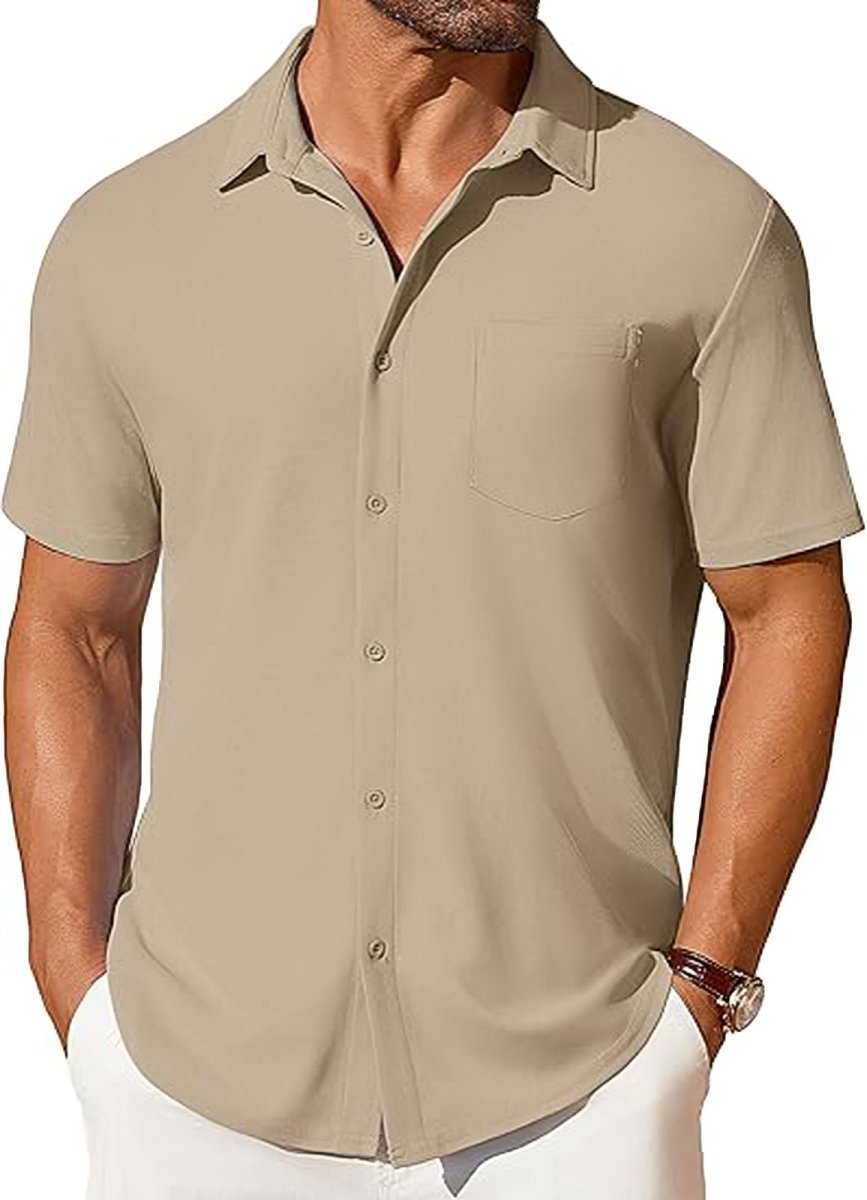 Men's Short-Sleeve Button-Up Wrinkle-Resistant Shirt