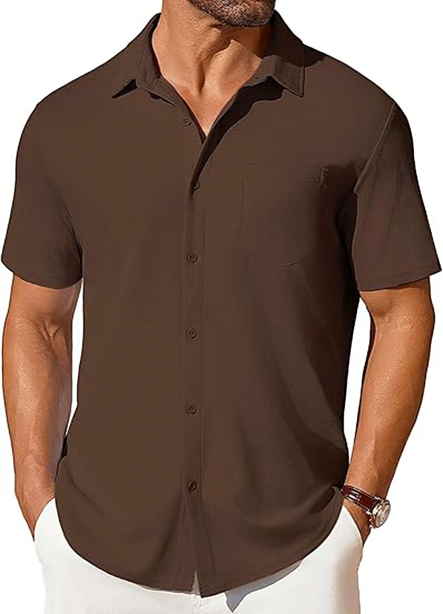 Men's Short-Sleeve Button-Up Wrinkle-Resistant Shirt