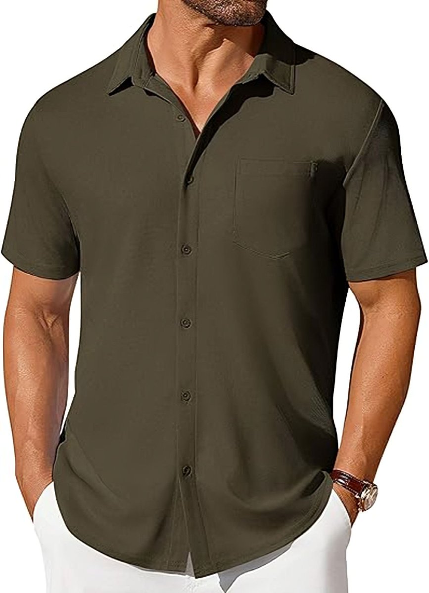 Men's Short-Sleeve Button-Up Wrinkle-Resistant Shirt