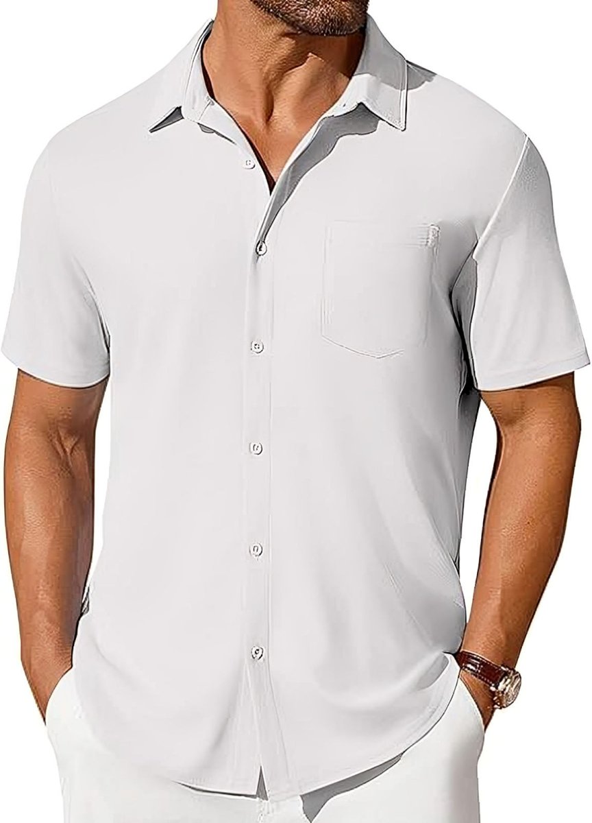 Men's Short-Sleeve Button-Up Wrinkle-Resistant Shirt
