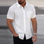 Camisa de algodón de manga corta para hombre con bolsillo
