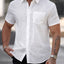Camisa de algodón de manga corta para hombre con bolsillo