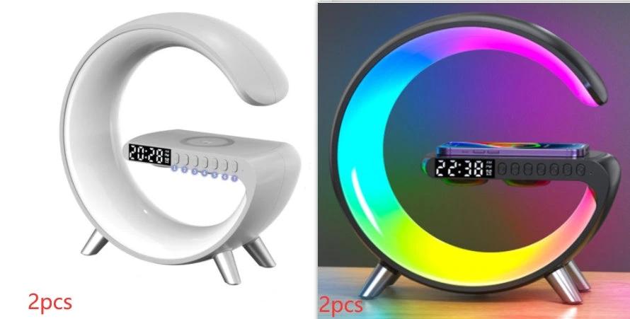 Lampe LED intelligente en forme de G avec haut-parleur Bluetooth et chargeur sans fil