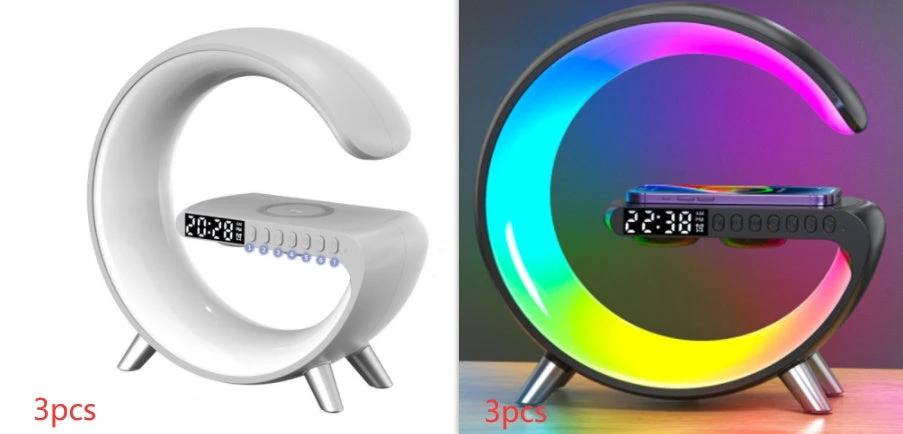 Lampe LED intelligente en forme de G avec haut-parleur Bluetooth et chargeur sans fil