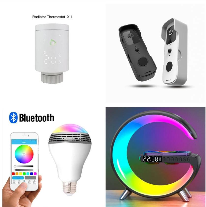 Lampe LED intelligente en forme de G avec haut-parleur Bluetooth et chargeur sans fil
