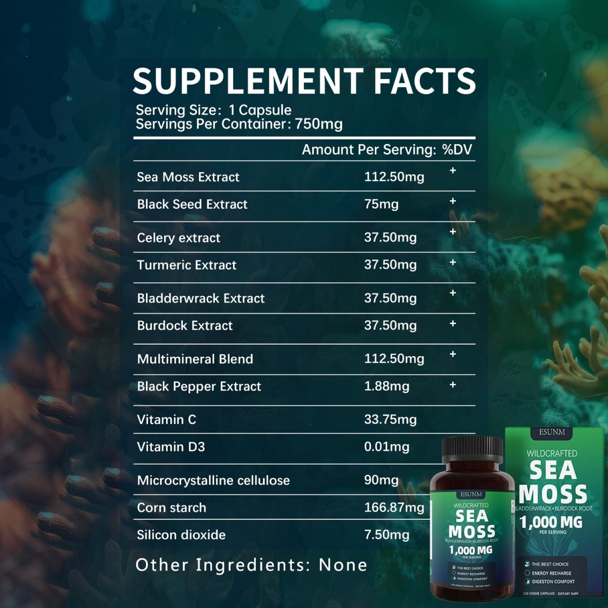 Cápsulas de Vitaminas de Compuesto de Algas Marinas Premium