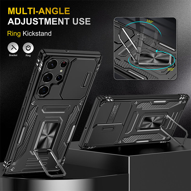 Multifunctional Sliding Window Ring Bracket Phone Case