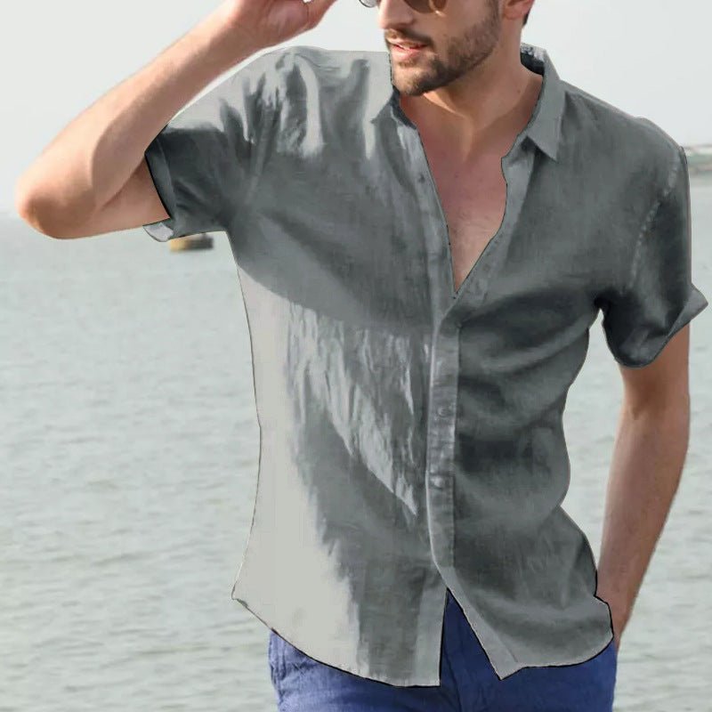 Camisa de Hombre Casual de Manga Corta con Botones