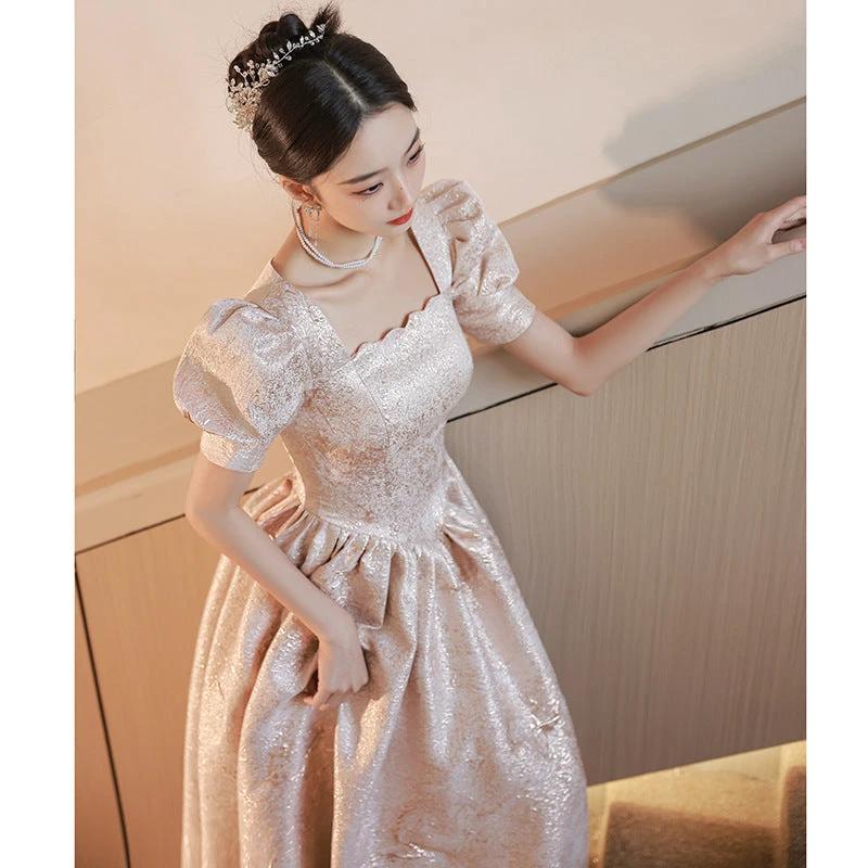 Vestido de Noche Elegante Color Champagne para Mujeres