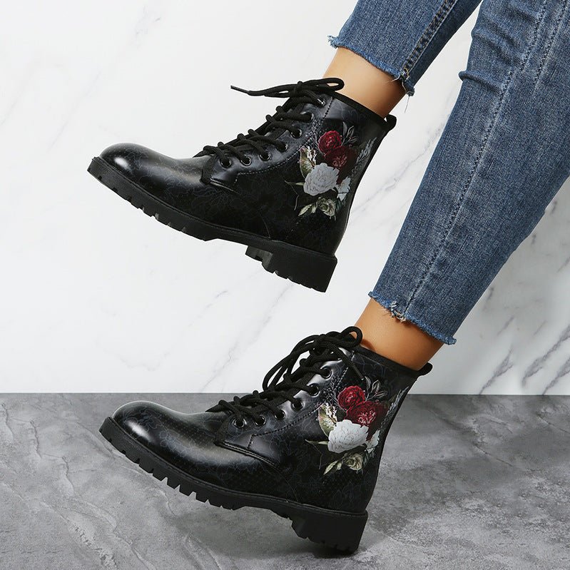 Botas Martin Altas para Mujer con Patrón de Caricatura
