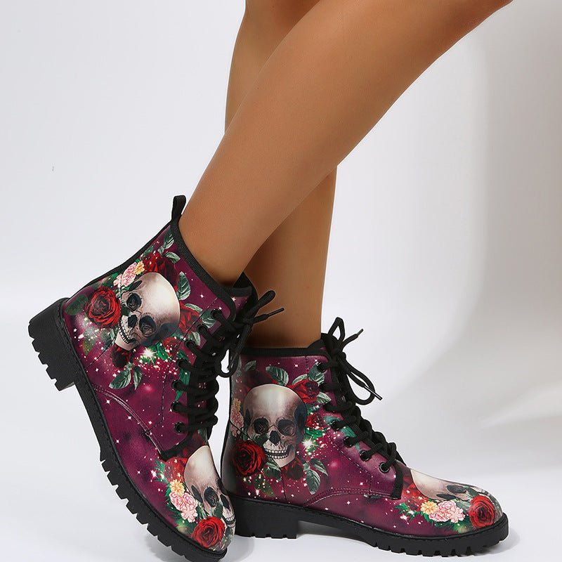 Botas Martin Altas para Mujer con Patrón de Caricatura