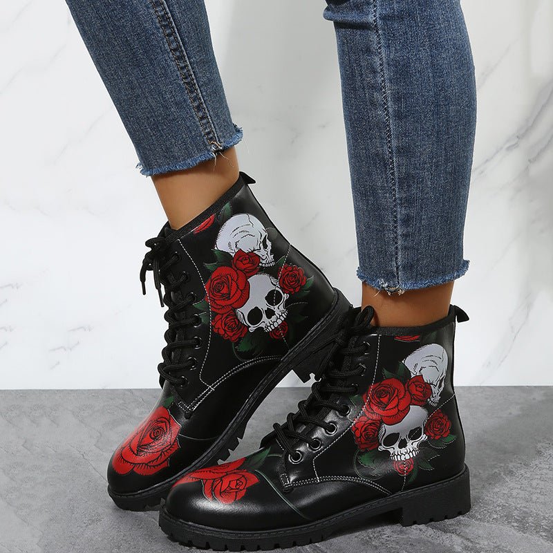 Botas Martin Altas para Mujer con Patrón de Caricatura