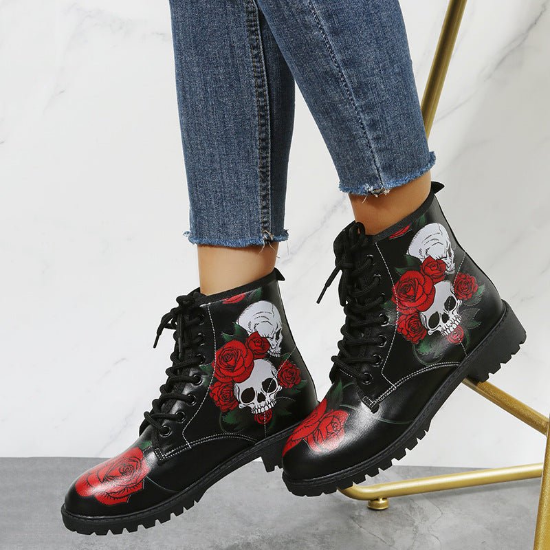 Botas Martin Altas para Mujer con Patrón de Caricatura