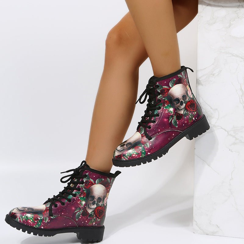 Botas Martin Altas para Mujer con Patrón de Caricatura