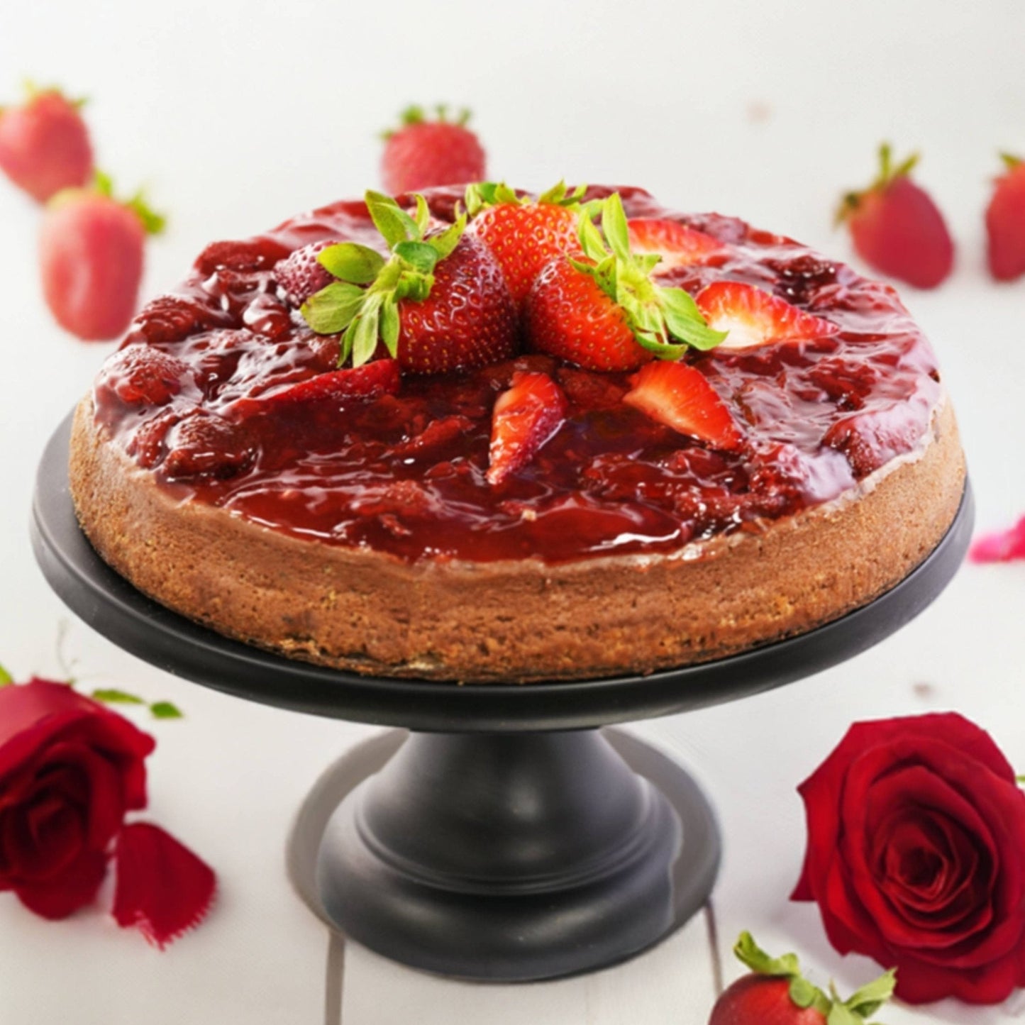 Tarta de Queso de Chocolate y Fresa Andy Anand de 9" con Trufas de Chocolate Real