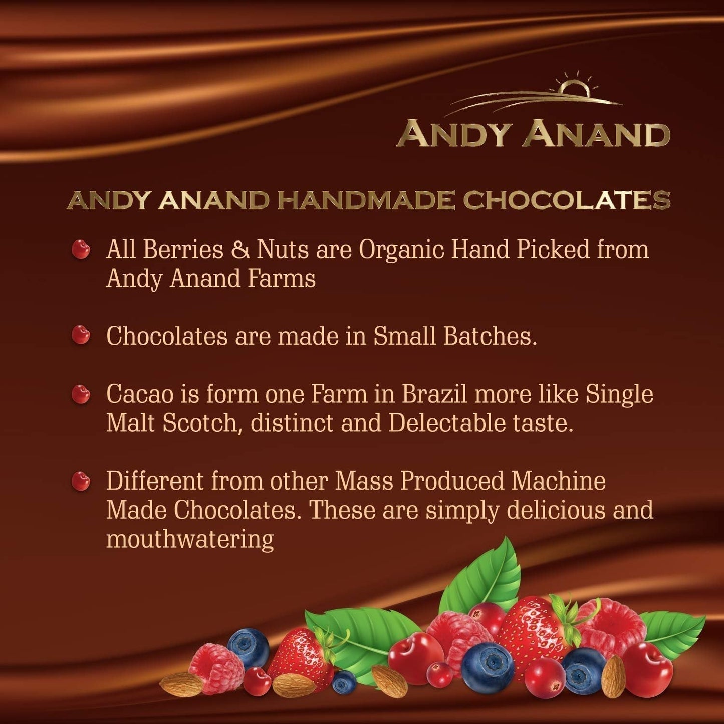 Granos de Café Espresso en Chocolate Oscuro Vegano Andy Anand - Caja de Regalo de 1 lb