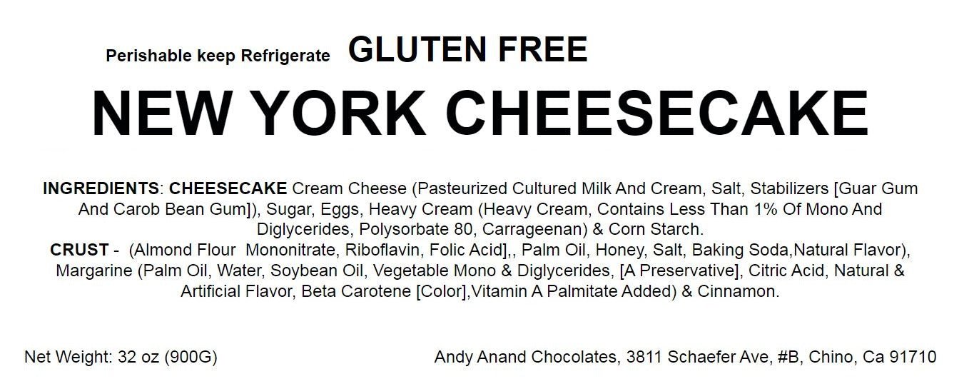 Cheesecake Premium Sin Gluten Andy Anand de 9" - Delicia al Estilo Nueva York