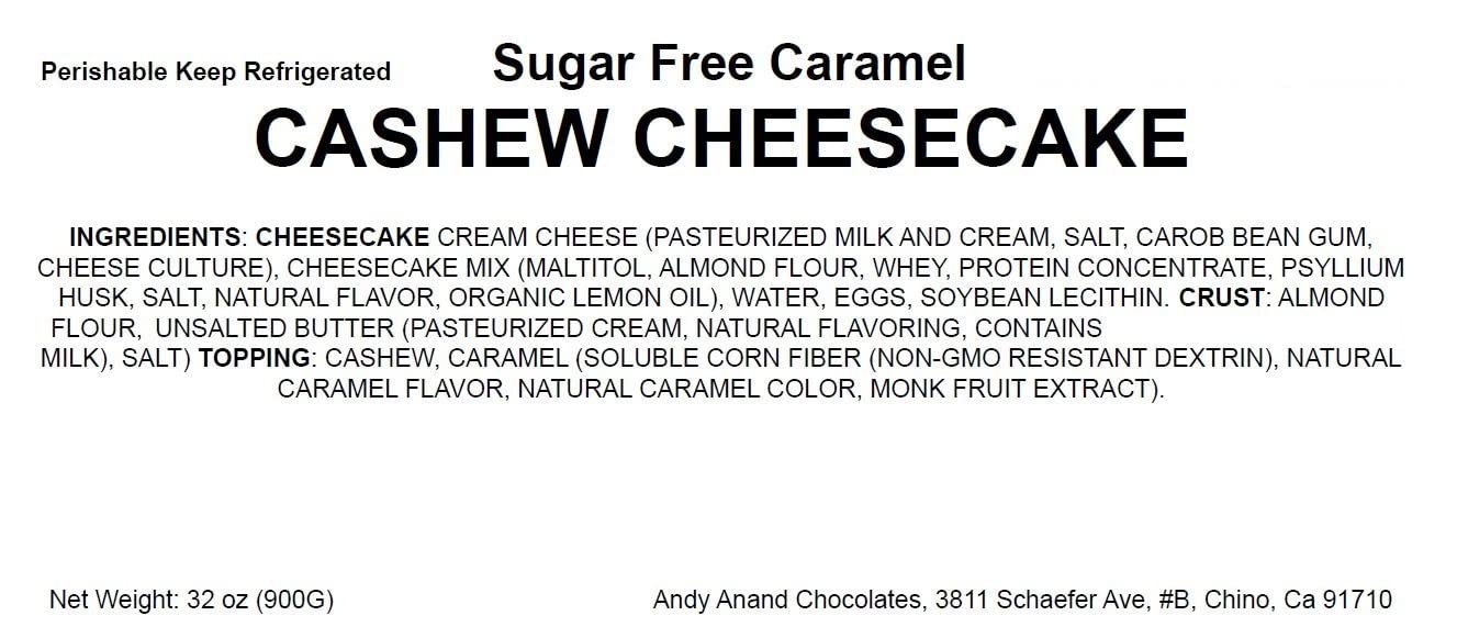 Andy Anand Gluten Free Sugar Free Caramel Cashew Cheesecake 9"
