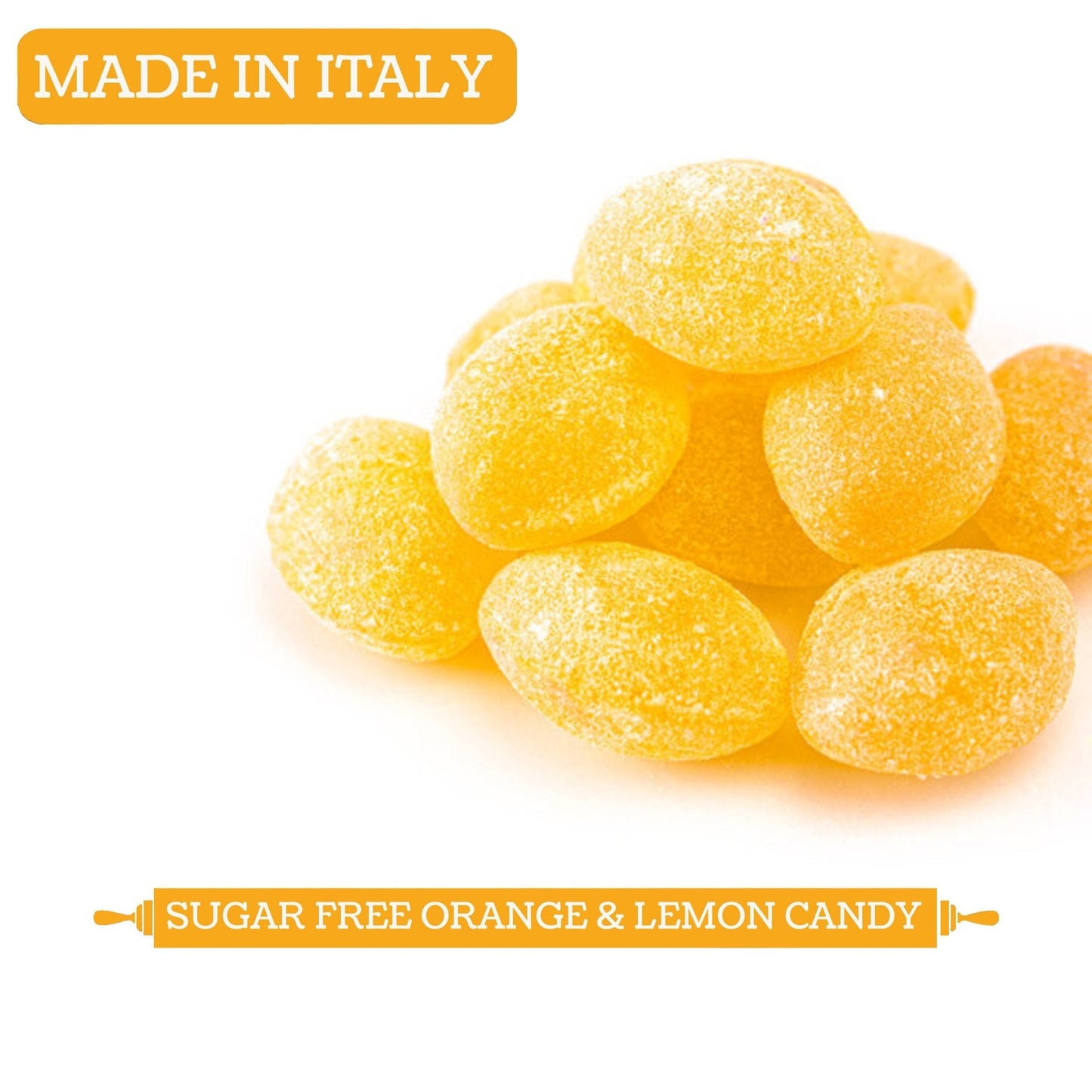 Bonbons durs sans sucre Andy Anand aux saveurs fruitées d'orange et de citron - 7 oz