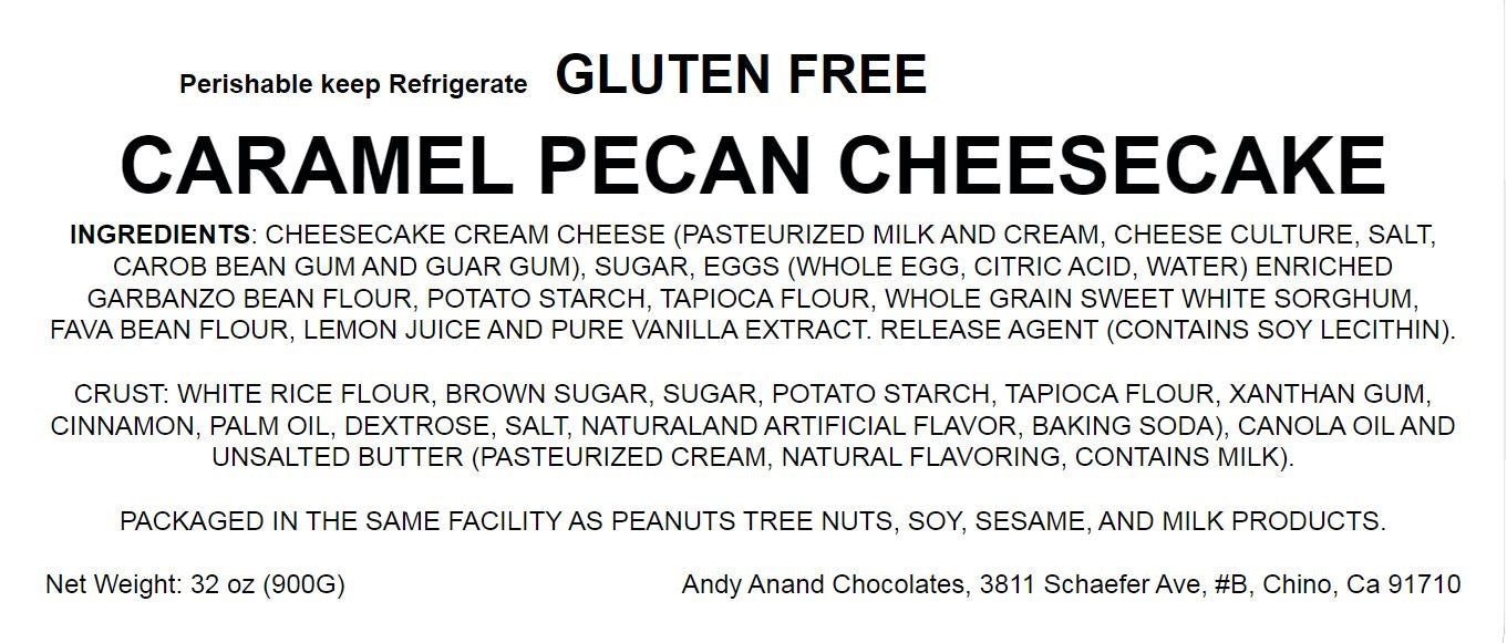 Andy Anand Gluten Free Caramel Pecan Cheesecake 9"