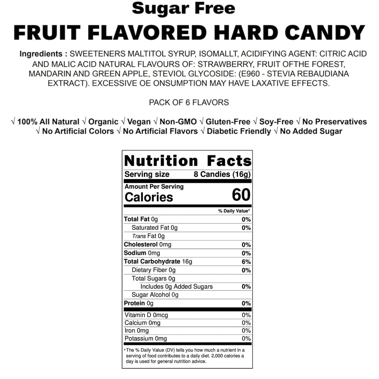 Paquete Mega de Caramelos Duros de Frutas Sin Azúcar Andy Anand - 6 Sabores