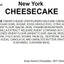 Andy Anand Luxurious New York Style Cheesecake 9" - Handcrafted & Freshly Baked