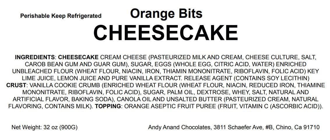 Andy Anand Premium Orange Cheesecake - 9" Artisan Delight