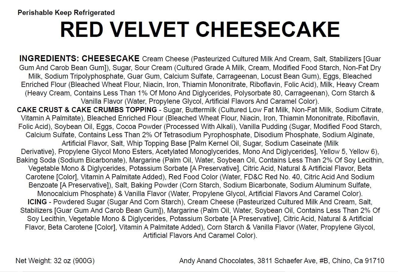 Andy Anand Red Velvet Cheesecake 9" - A Timeless Dessert