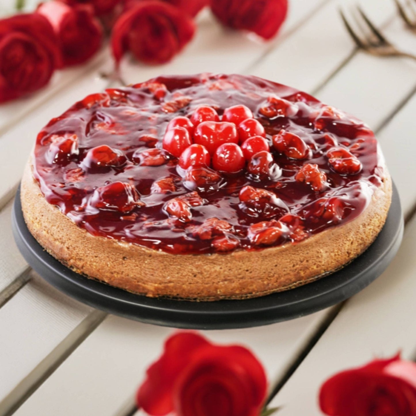 Tarta de Queso de Cereza con Chocolate Sin Azúcar de Andy Anand de 9" - Delicia Artesanal