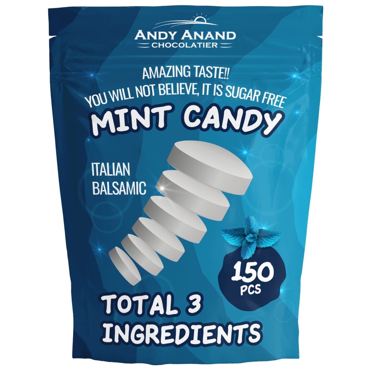 Andy Anand Sugar Free Mint Candy Fizz - 300 Pcs | Keto Vegan Gluten Free