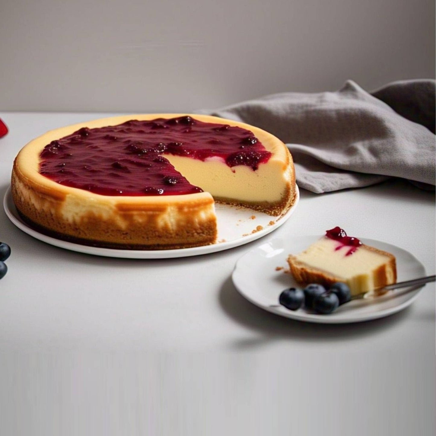 Tarta de Queso de Frambuesa Horneada Fresca Andy Anand 9"