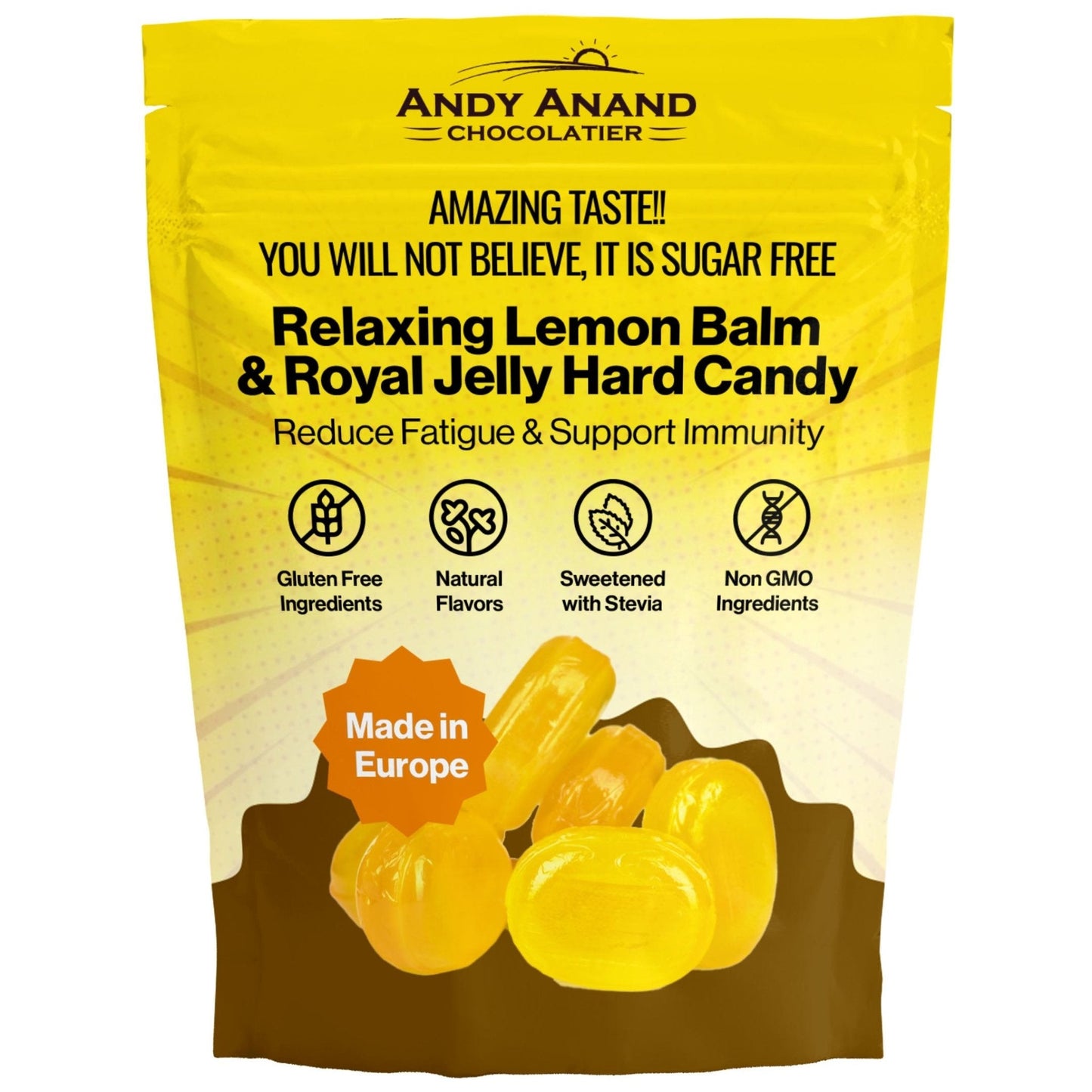 Bonbons au citron sans sucre Andy Anand - Délices européens premium