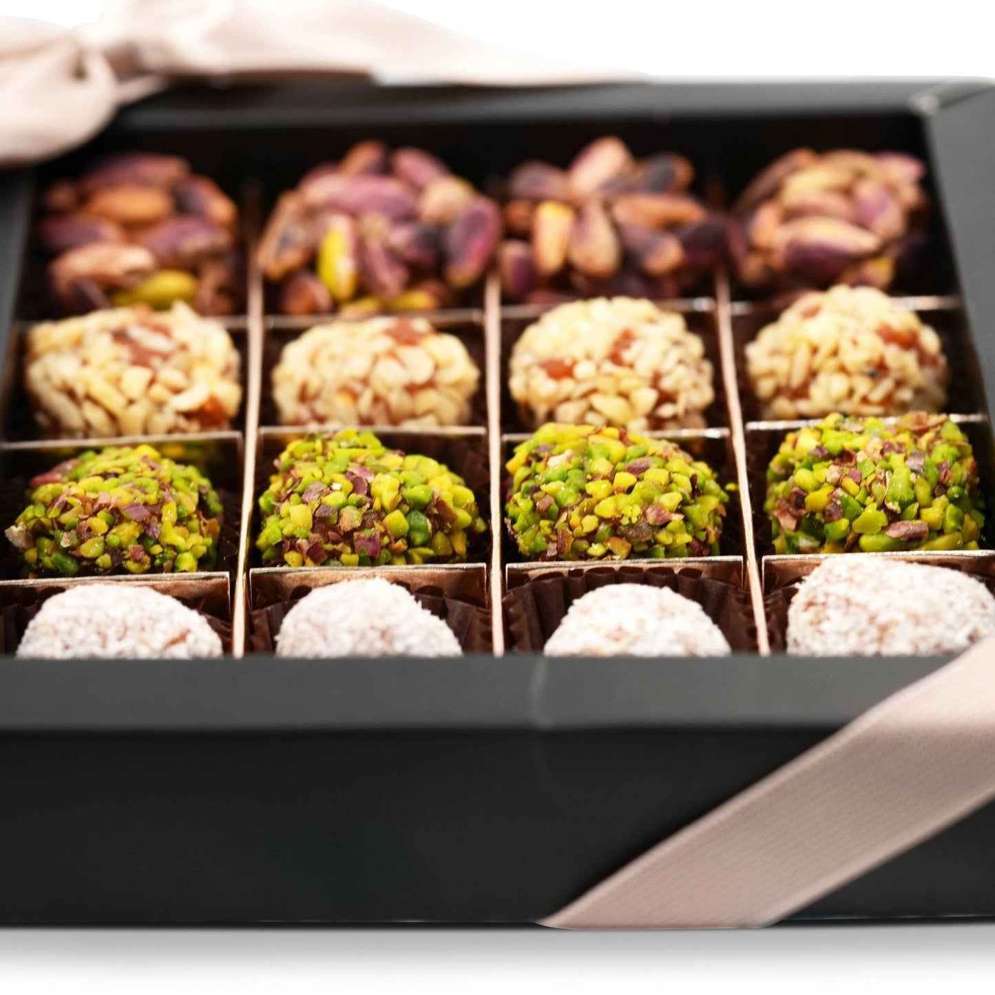 Andy Anand Sugar Free Truffles - Natural Dates, Pistachio, Hazelnut, Coconut (16 Pcs)