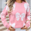 Angel Wings Bow Round Neck Dropped Shoulder Sweater - Korvel
