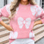 Angel Wings Bow Round Neck Dropped Shoulder Sweater - Korvel
