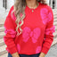Angel Wings Bow Round Neck Dropped Shoulder Sweater - Korvel