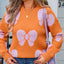 Angel Wings Bow Round Neck Dropped Shoulder Sweater - Korvel